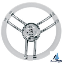 VOLANTE RUOTA TIMONE NAUTICO POLIURETANO BIANCO ACCIAIO INOX NAUTICA VELA 