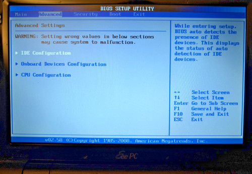 Asus eee 1000he - 1000he, schermo