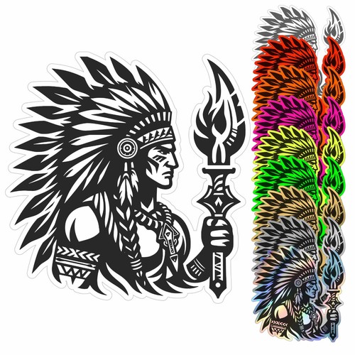 Adesivo capo indiano azteca - adesivo,