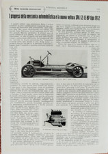 AUTO SPA 12-15 HP TIPO 1912 SCHEDA TECNICA ORIGINALE INFO CHASSIS MOTORE