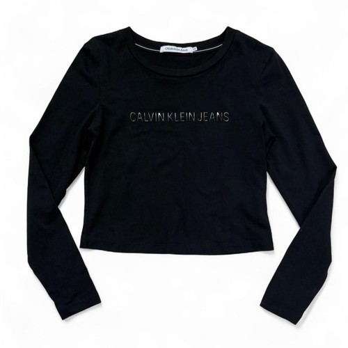 Calvin klein maglia nera crop - nera,