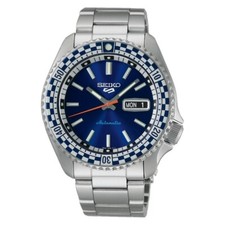 OROLOGIO SEIKO UOMO 5 SPORT BANDIERA A SCACCHI SRPK65K1 QUADRANTE BLU -GARANZ...