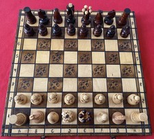 Scacchiera in legno pieghevole fatta a mano vintage anni '60 rara