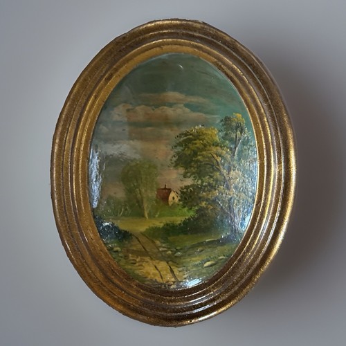 Antico dipinto olio - , paesaggio