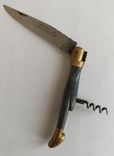 LAGUIOLE VERITABLE RARO VINTAGE INOX 440 COLTELLO DA TASCA CON CAVATAPPI