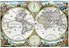 MAPPA DEL MONDO "Werelt Caert" J. Stoopendaal 1730 ANTICA MAPPA ORIGINALE