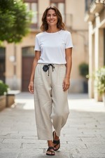 Pantaloni cropped in lino di