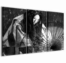 Quadro Moderno 100 x 60 cm Stampa su Tela Canvas 3 pz Geisha