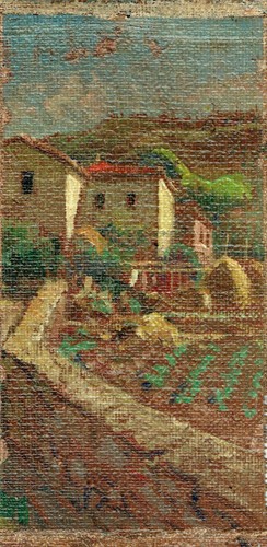 Dipinto olio tela borgo - olio,