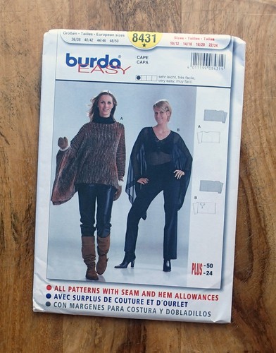 Burda easy 8431 cape poncho - easy,