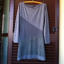 Abito grigio Motivi midi ecopelle dainetto vestito vestitino pizzo cotone morbid