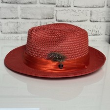 Cappello classico Bruno Capelo uomo collezione Antonio rosso polibraid Fedora taglia XL