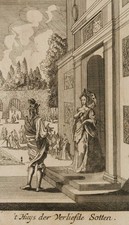 C. LUYKEN (1672-1708), al romanzo Schelmen di Quervedos Buscón, 1699, acquaforte