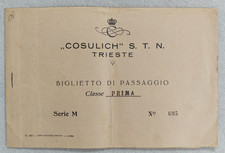 biglietto navigazione consulich genova trieste nave vulcania 28/8/1934 1 classe