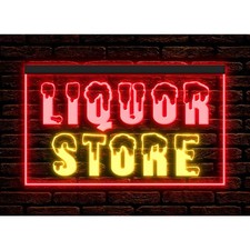 Liquor Store Wine Shop Pub Bar Beer Illuminate Neon Sign Dual Color Two Tone