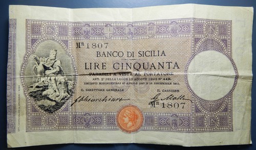 Banco sicilia banconota da - di,