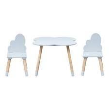 Tavolino e 2 Sedie per Bambini MDF Legno Celeste Marrone Scandinavo SET 3 pezzi