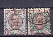 FRANCOBOLLI Italia Regno 1901 Floreale 1 Lira Varietà SAS77 FX1