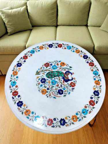 Round white marble center - round,