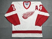 Maglia vintage Detroit Red Wings uomo XL bianca NHL Hockey Shanahan 14 CCM anni 90