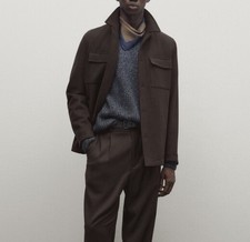 Massimo Dutti baracca/camicia/blazer/giacca misto lana marrone taglia L_RPR £200 