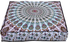 Pouf mandala grande indiano boemo quadrato federa cuscino pavimento copricuscino