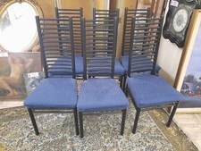 Sedie Vintage Stile Mackintosh, Gruppo Sei Sedie Vintage In Legno Nero