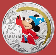 2025 Francia 10 euro Disney Topolino 85 anni Fantasia color FDC argento confezione originale