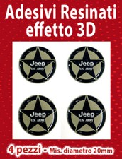 4 Adesivi 3D Resinati JEEP U.S. ARMY - diametro 20mm
