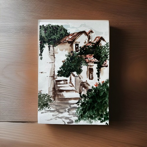 Case scure dipinto su - scure, foglio
