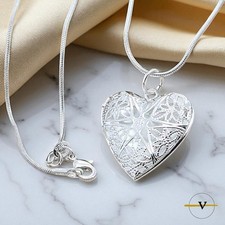 COLLANA DONNA ARGENTO 925 RODIATO CON PENDENTE CUORE APRIBILE PORTA FOTO