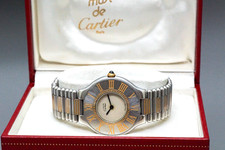 *NUOVO Batt* CARTIER Must De 21 Oro Argento 31mm Orologio Unisex Quarzo dal GIAPPONE