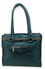 Borsa Donna Coveri Ecopelle Bauletto Tracolla Elegante Blu Petrolio Dettagli Oro