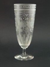 PREZIOSO ANTICO BICCHIERE CALICE FLUTE CRISTALLO DI BOEMIA INCISO META' 800