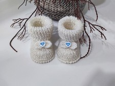 Scarpine Neonato Nascita Fatte a Mano Lana Uncinetto Crochet Handmade 