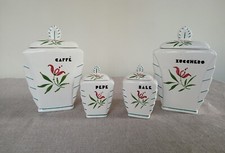 Set 4 Barattoli Da Cucina Vintage Ceramiche Di Cunardo Anni 50-60