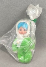 BAMBOLA QUERZOLA BAMBOLINA CAPELLI AZZURRI VESTITO INVERNALE VERDE 25CM CA.