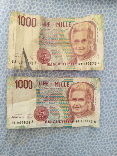 Due 1000 lire montessori 1990 - 1000,