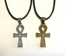 Collana Ciondolo Croce Ankh Vita Faraone Egiziano Bronzo/ Argento Vintage Unisex