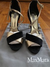 Max Mara sandali Con Tacco Oro E Nero Tg 40