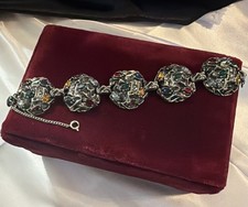 Bracciale Vintage Elsa Schiaparelli Multicolore Strass Pannello Link Grosso