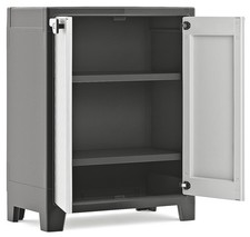 Armadio basso Titan XL in resina con 3 ripiani regolabili colore antracite gr...