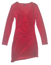 SHEIN Vestito abito rosso in velluto con drappeggio elegante ragazza donna tg XS