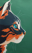 Dipinto gatto colorato su tela