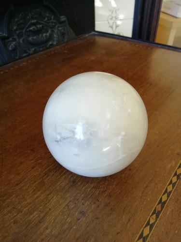 Decorative white marble ball - white,