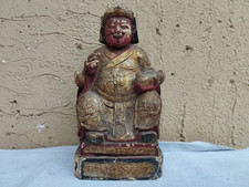 ANTICA D'EPOCA XVIII sec PREGIATA SCULTURA DIGNITARIO CINESE IN LEGNO SCOLPITA 