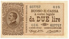 2 LIRE BUONO DI CASSA EFFIGE VITTORIO EMANUELE III 02/09/1914 BB
