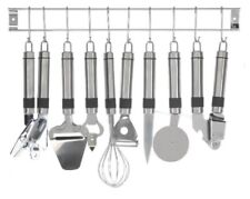 Set Utensili da Cucina Porta Utensili Portautensili in Acciaio Inox e Ganci 
