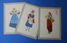 Cartolina Meschini Stile Pochoir GM Ars Nova Costumi Sardegna Lombardia 3 pz VG