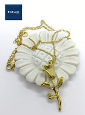 Collana  Donna fiore rosa in Acciaio laminato oro giallo
